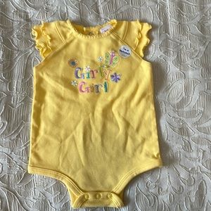 Baby Okie Dokie Newborn 0-3 Months New Girls Yellow Bodysuit “Girly Girl”
